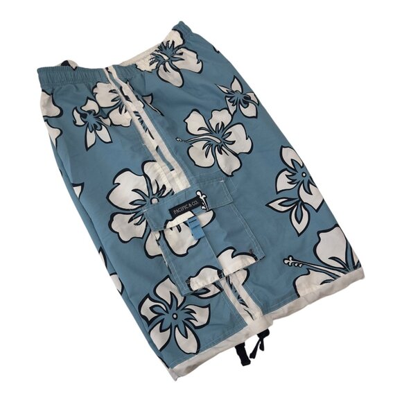 Pacific & Co. Blue Hibiscus Floral Mens Swim Trunks XXXXL Polyester - Picture 7 of 14